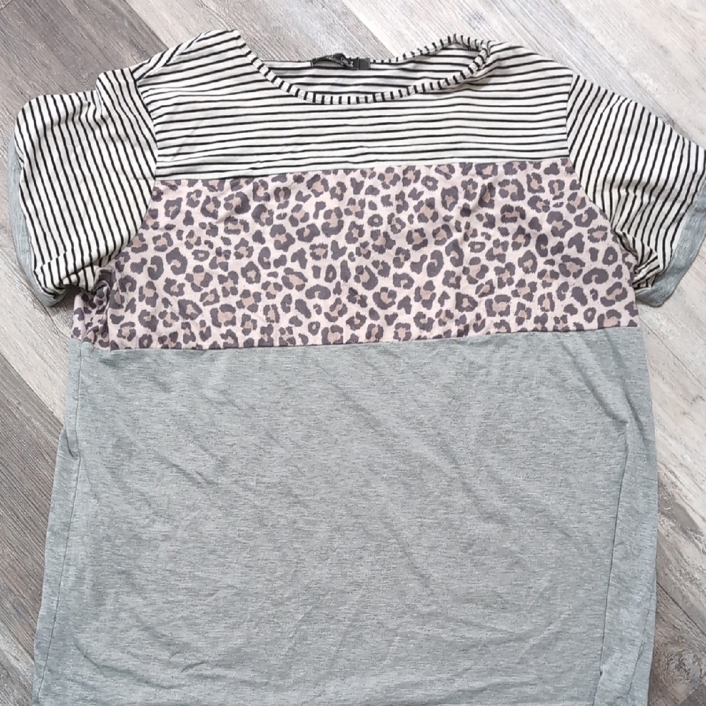 Striped and Leopard Print Women's Shirt
